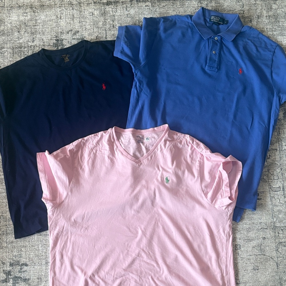 Polo by Ralph Lauren Navy, Royal Blue & Light Pink Shirt Trio